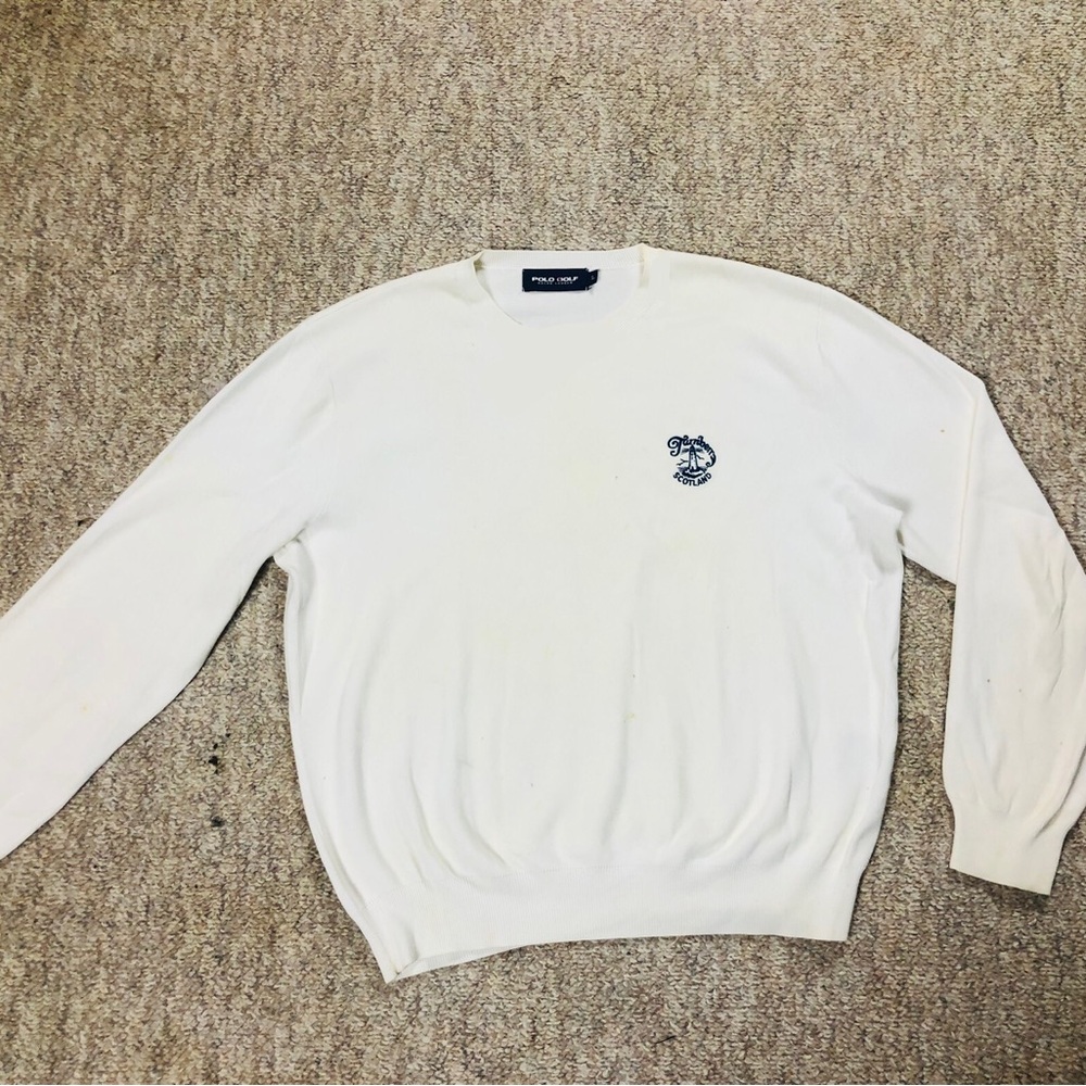 White polo golf sweater